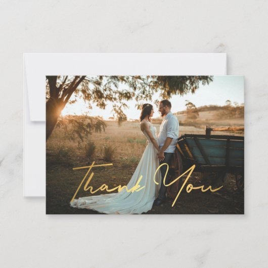 Carte numérique merci or écriture mariage photo (Devant)