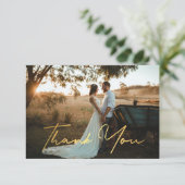 Carte numérique merci or écriture mariage photo (Debout devant)