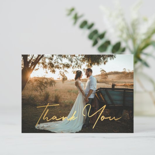 Carte numérique merci or écriture mariage photo (Debout devant)