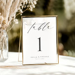 Carte numérique minimaliste de calligraphie modern<br><div class="desc">Elevez votre décor mariage avec cette carte numérique minimaliste de calligraphie moderne, conçue pour associer simplicité et élégance. Avec un design noir et blanc épuré et un script de calligraphie gracieux, cette carte ajoute une touche chic et moderne à vos paramètres de table. Facile à customiser avec vos numéros de...</div>