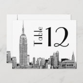 Carte numérique NYC Skyline 01 Etched Table Number (Devant / Derrière)