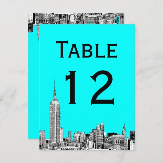 Carte numérique NYC Skyline 01 Etched Table Number (Devant / Derrière)