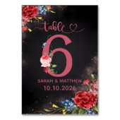 Carte numéro 6 de table de mariage floral rose (Dos)