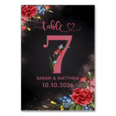 Carte numéro 7 de table de mariage floral rose (Dos)