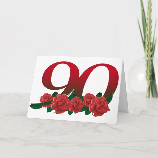 Carte Numéro 90 ou 90e anniversaire floral (Devant)