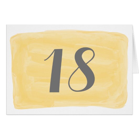 Carte Numéro de la table d'aquarelle jaune (Devant horizontal)