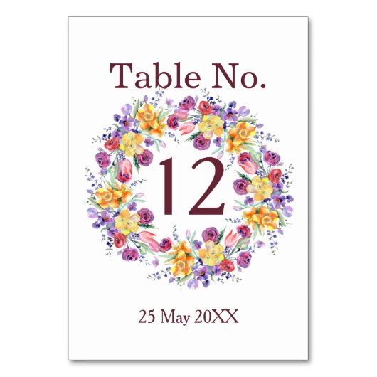 Carte Numéro de la table de courroie d'aquarelle f (Dos)