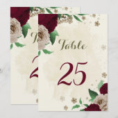 Carte numéro de la table de fleurs de champagne de (Devant / Derrière)