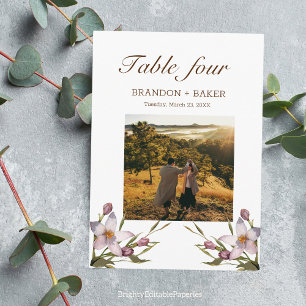 Carte Numéro de la table de Mariage de photos rose