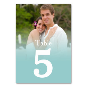Carte Numéro de la table de photo du Mariage Blue