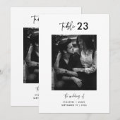 Carte Numéro de la table photo de la calligraphie blanch (Devant / Derrière)