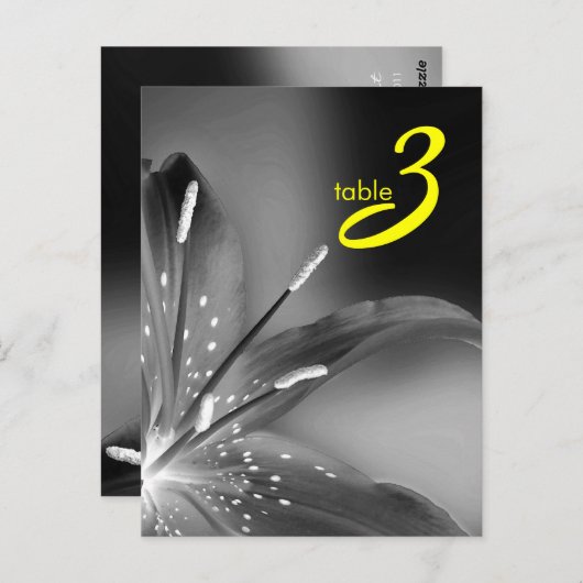 carte numéro de table (Devant / Derrière)