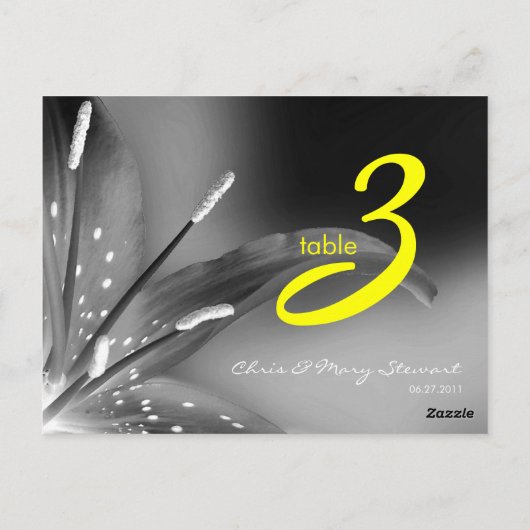 carte numéro de table (Dos)