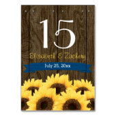 CARTE NUMÉRO DE TABLE BALT BLEU RUSTIC SUNLOWER (Dos)