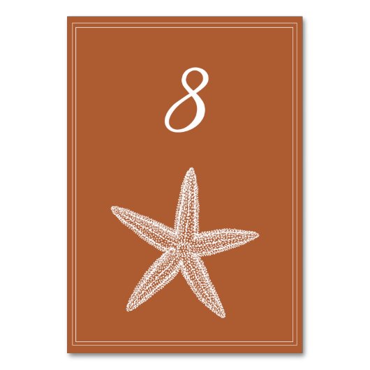 Carte Numéro de table Burange Orange Starfish (Par défaut)