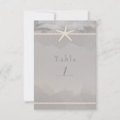 Carte numéro de table chic étoile de mer grise de  (Devant)