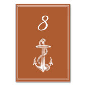 Carte Numéro de table d'Ancre marine orange brûlé (Dos)