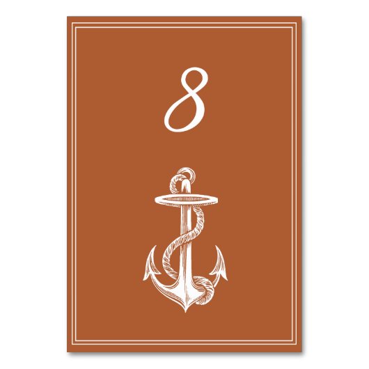 Carte Numéro de table d'Ancre marine orange brûlé (Par défaut)