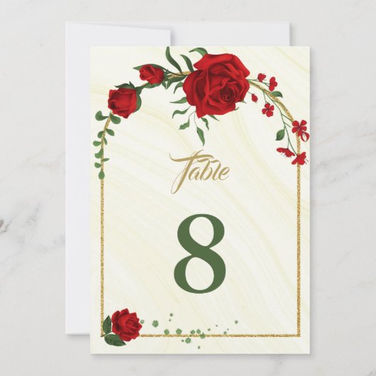 carte numéro de table de fleurs rouges (Dos)