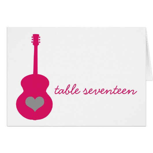 Carte Numéro de table de guitare rose/gris (Devant horizontal)