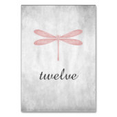 Carte Numéro de table de libellules roses (Dos)