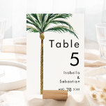 Carte Numéro de table de mariage de destination Pa<br><div class="desc">Ce palmier de destination mariage carte de numéro de table offre des palmiers d'aquarelle tropicale sur un arrière - plan blanc éclatant qui évoque l'ambiance rêvée d'un mariage de destination. ce design rayonne sur l'amour des rivages sablonneux et des palmiers balançoires, parfait pour les couples à la recherche d'une célébration...</div>