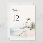 Carte Numéro de table de mariage de plage tropical (Dos)