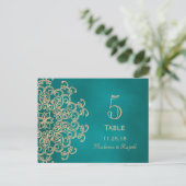 CARTE NUMÉRO DE TABLE DE MARIAGE INDIEN turquoise  (Debout devant)