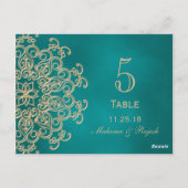 CARTE NUMÉRO DE TABLE DE MARIAGE INDIEN turquoise  (Dos)