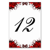 Carte Numéro de table de réception Florale rouge e (Dos)