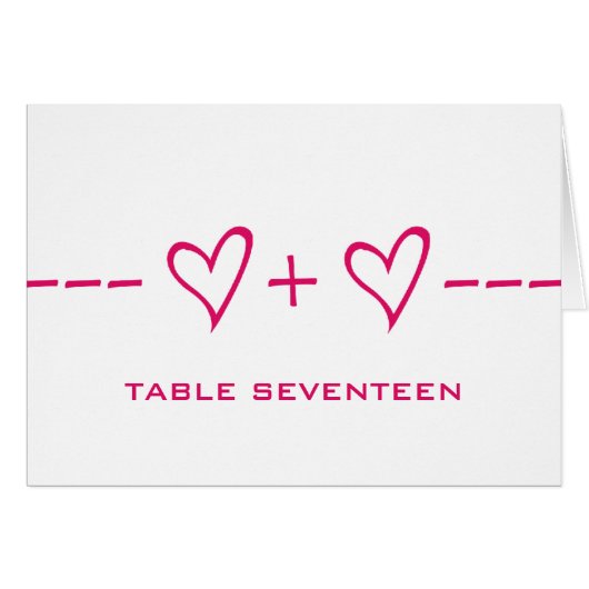Carte Numéro de table d'équation de coeur rose (Devant horizontal)