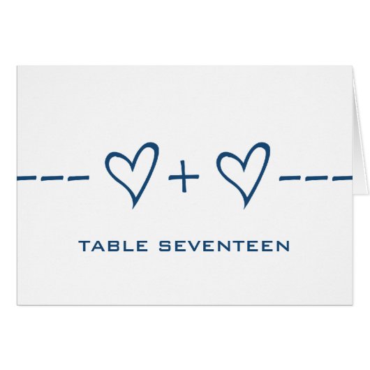 Carte Numéro de table d'équation du coeur bleu (Devant horizontal)