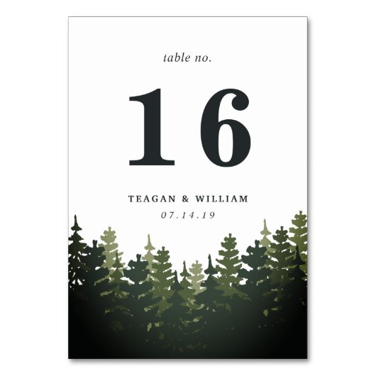 Carte Numéro de table des pins grands (Dos)