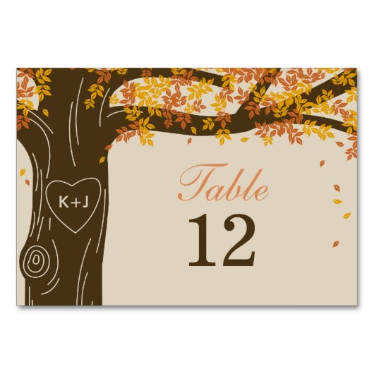 Carte Numéro de table du Mariage de automne de chê (Devant)