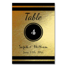 CARTE NUMÉRO DE TABLE Gold/Black MARIAGE personnal