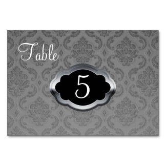 Carte Numéro de table Gris Argent Damas