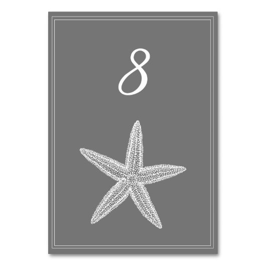 Carte Numéro de table Gris Starfish (Par défaut)