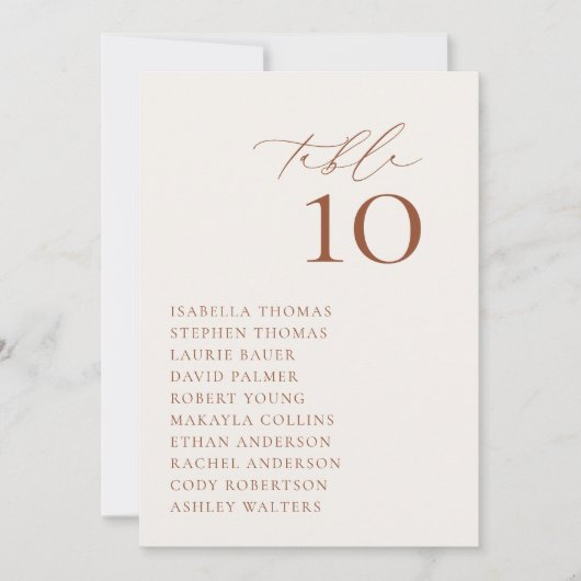 Carte Numéro de table HARMONY Terracotta (Devant)