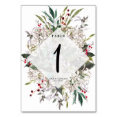 Carte numéro de table mariage blanc fleuri vert (Dos)