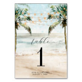 carte numéro de table mariage boho beach palmes (Dos)