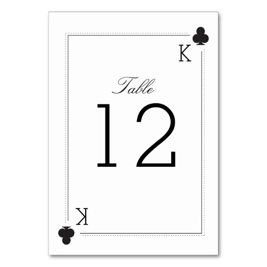 Carte Numéro de table Mariage Casino - Clubs (Par défaut)