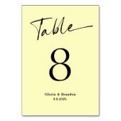 Carte Numéro de table Mariage citron (Dos)