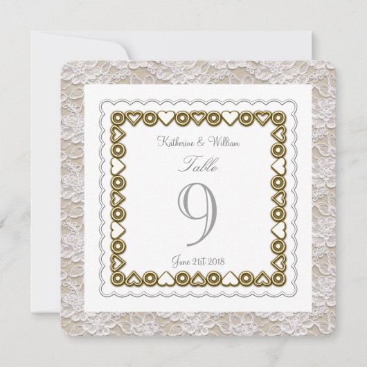carte numéro de table mariage dentelle blanche arr (Devant)