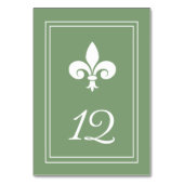 Carte Numéro de table Moss Green Fleur de Lis (Dos)