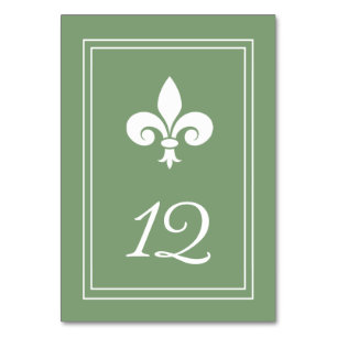 Carte Numéro de table Moss Green Fleur de Lis