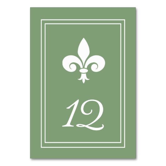 Carte Numéro de table Moss Green Fleur de Lis (Par défaut)