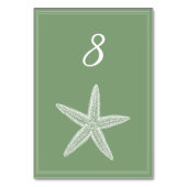 Carte Numéro de table Moss Green Starfish (Dos)