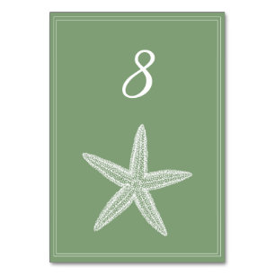 Carte Numéro de table Moss Green Starfish