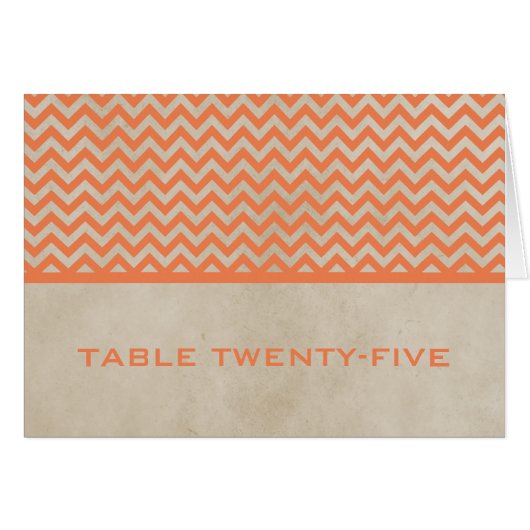 Carte Numéro de table Orange Chic Chevron (Devant horizontal)