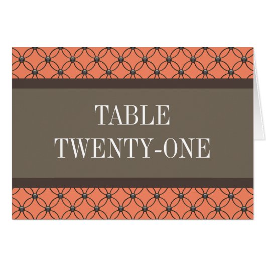 Carte Numéro de table Orange Fancy (Devant horizontal)